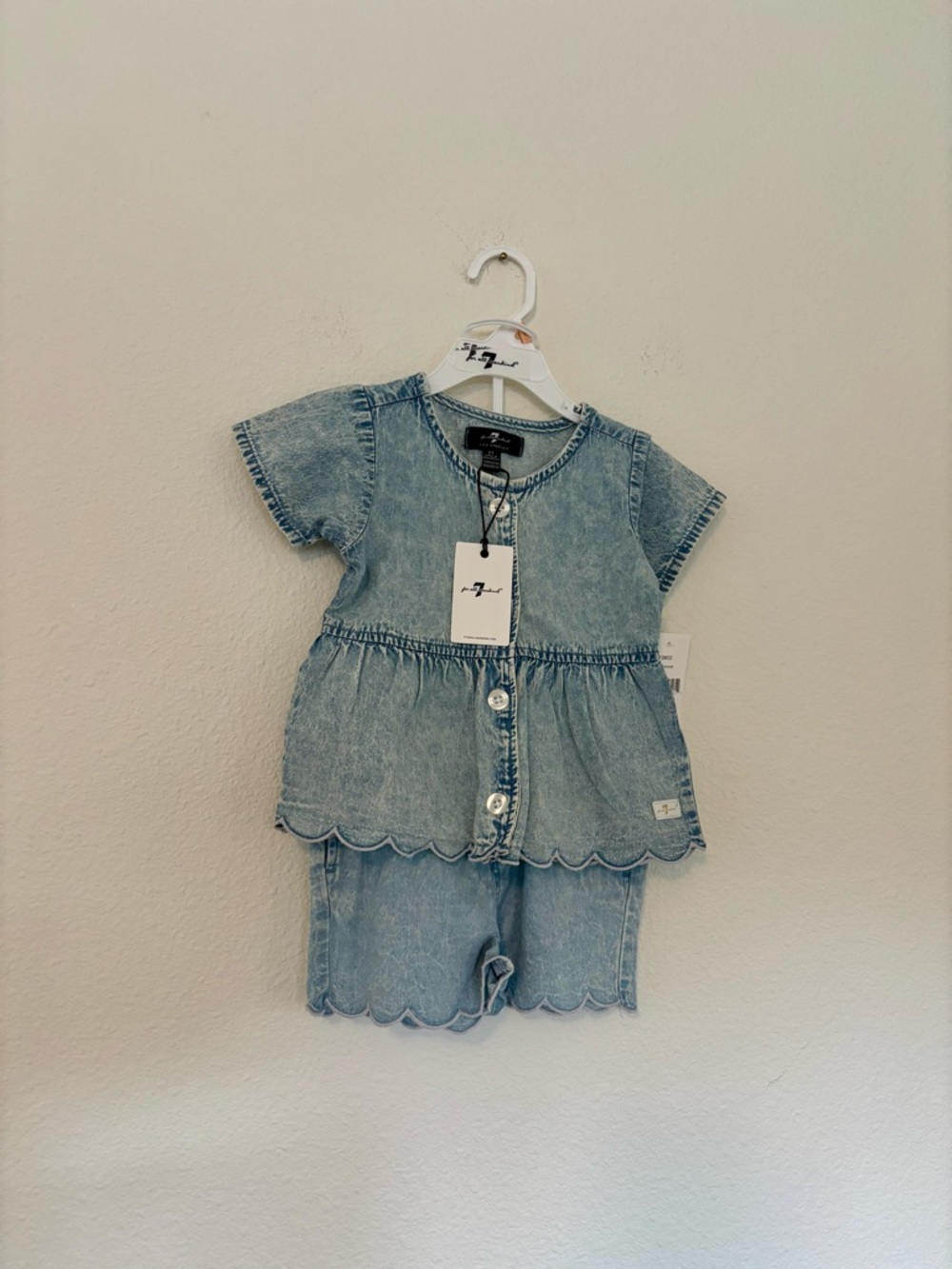7 For All Mankind Light Blue Denim Kids Matching Set